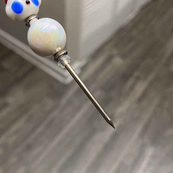 Blue and White Snowman Themed Stainless Steel Beaded Pokey Tool - Picture 6 of 6